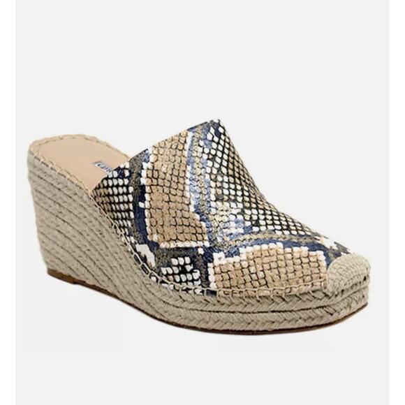 CHARLES DAVID Snakeskin Espadrille Shoes Size 6 Animal Print Leather Clog Wedge - Picture 2 of 15